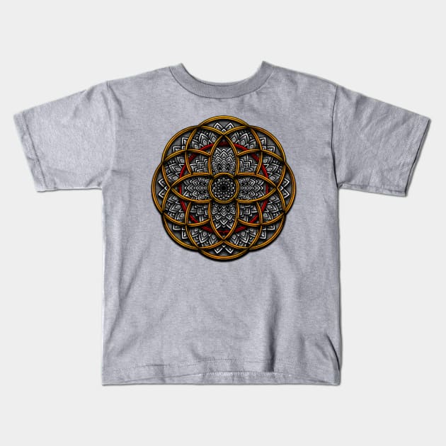 Geometric Mandala Kids T-Shirt by Awank.13